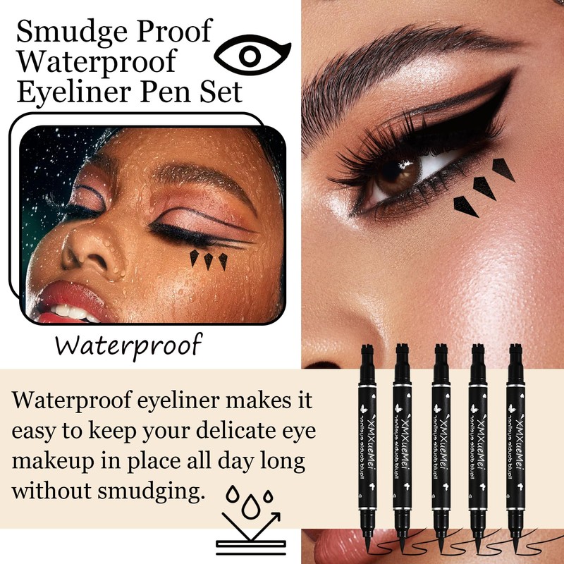 XMXueMei Double Side Liquid Winged Eyeliner Stamp,Smudge Proof Waterproof Eyeliner