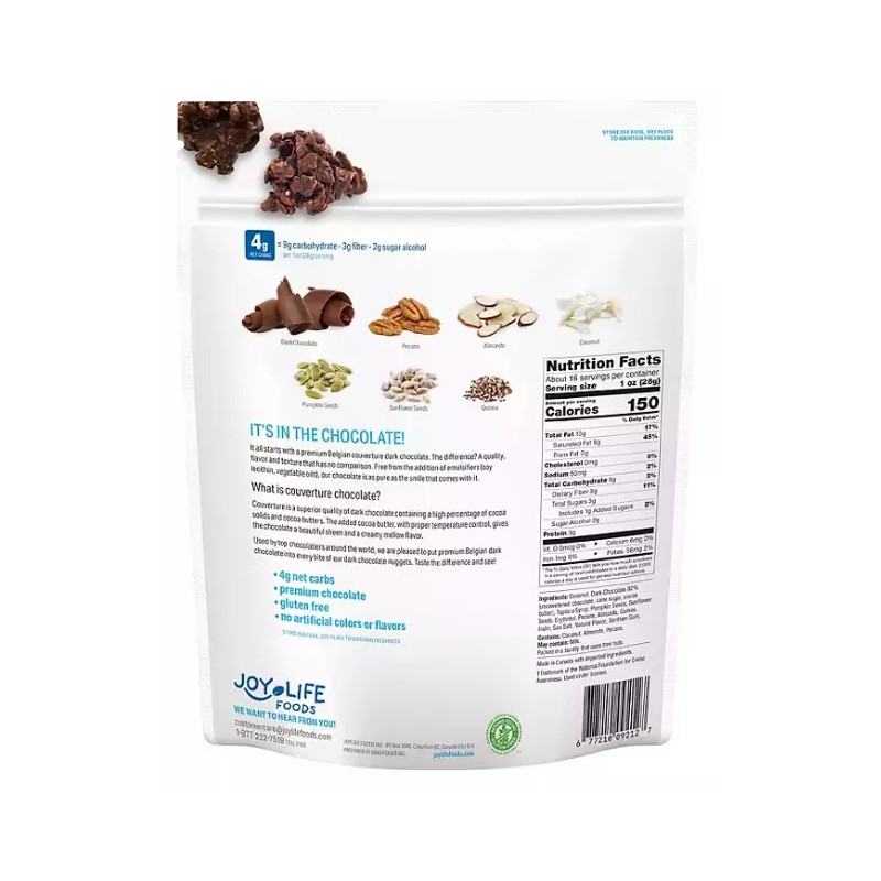 Joy Life Foods Dark Chocolate Keto Cluster 16 oz