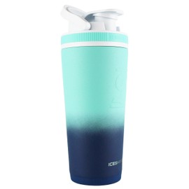 Ice Shaker Stainless Steel Shaker Bottle | 26oz, Navy/Mint | Stays Cold for 30+ Hours | Insulated Cup with Twist-on Agitator | Odor-Free Shaker Cup for Protein Shakes, Water, Smoothies, Cocktails