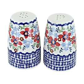Blue Rose Polish Pottery Red Poppy Salt & Pepper Shaker