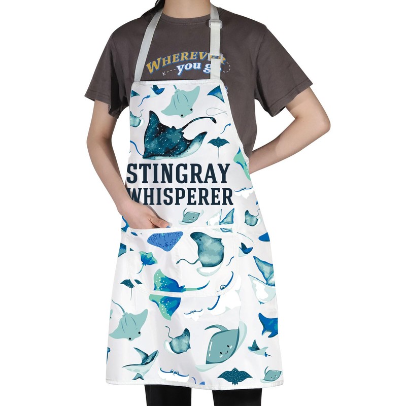 MYSOMY Stingray Kitchen Apron Stingray Lover Gift Stingray Manta Ray