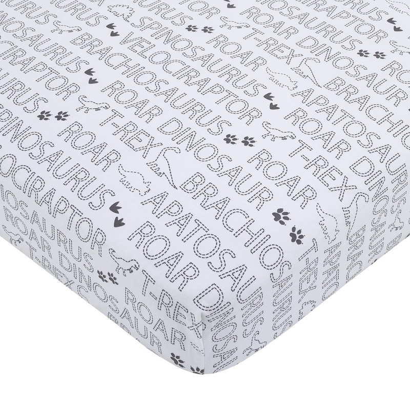 NoJo Baby-Saurus Brontosaurus, Tyrannosaurus Dinosaurs with Mountains Leaves 4Piece Nursery