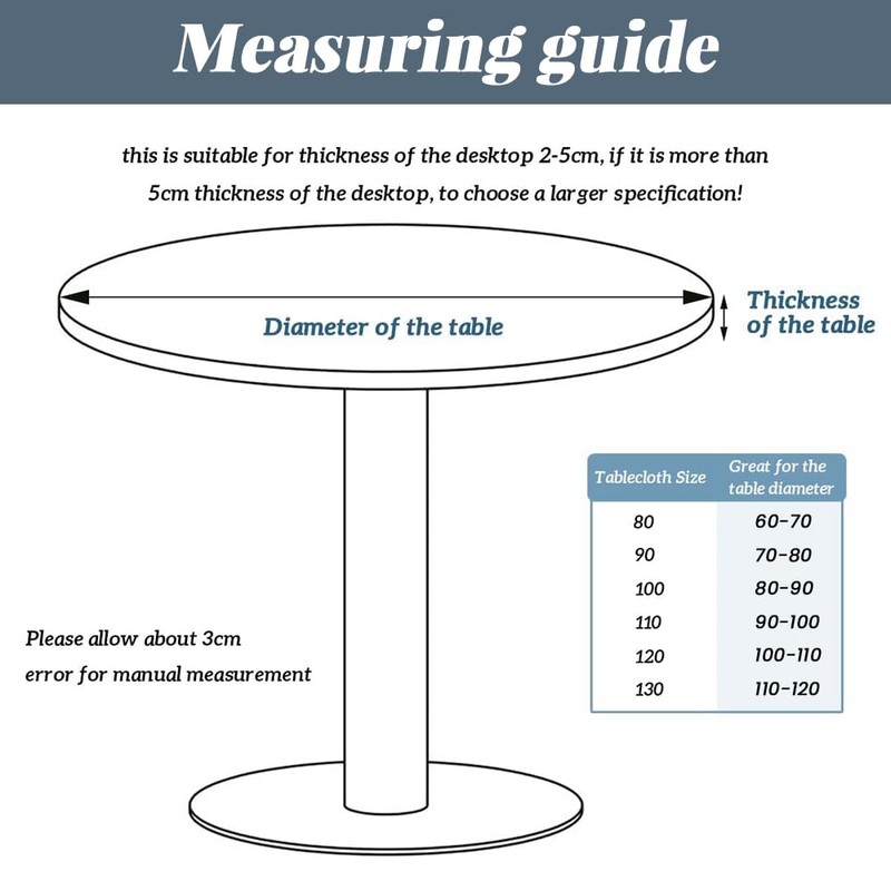 Highdi Tablecloth Washable Round 90 cm, Elastic Printable Tablecloth Outdoor