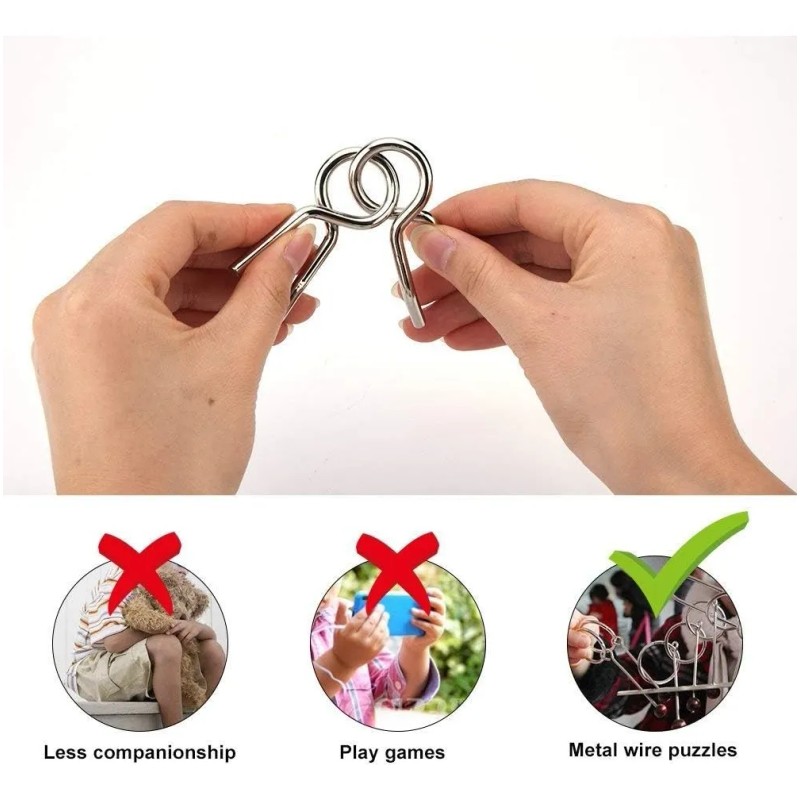 Rompecabezas De Alambre Metal Para La Mente Educativo 50pcs