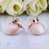 LZD 18K Rose Gold Epoxy Cateye Drop Stud Earrings L94