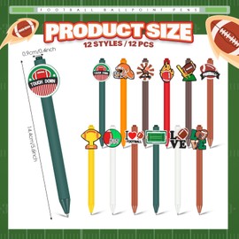 Engrowtic 12 Pcs Football Pen Sports Ballpoint Pens Sports Themed Birthday Supplies Football Writing Pens Bulk Black Ink Pens Gifts for Students Stationery Office Classroom Party Favors