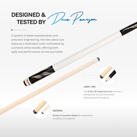 PEARSON Cues PK Series Pool Cue – Two-Piece Maple Wood Billiard Stick, Low-Deflection Shaft, Implex Joint, Pro Tip | Customizable Professional Cue for Serious Players, 21 Oz. Black