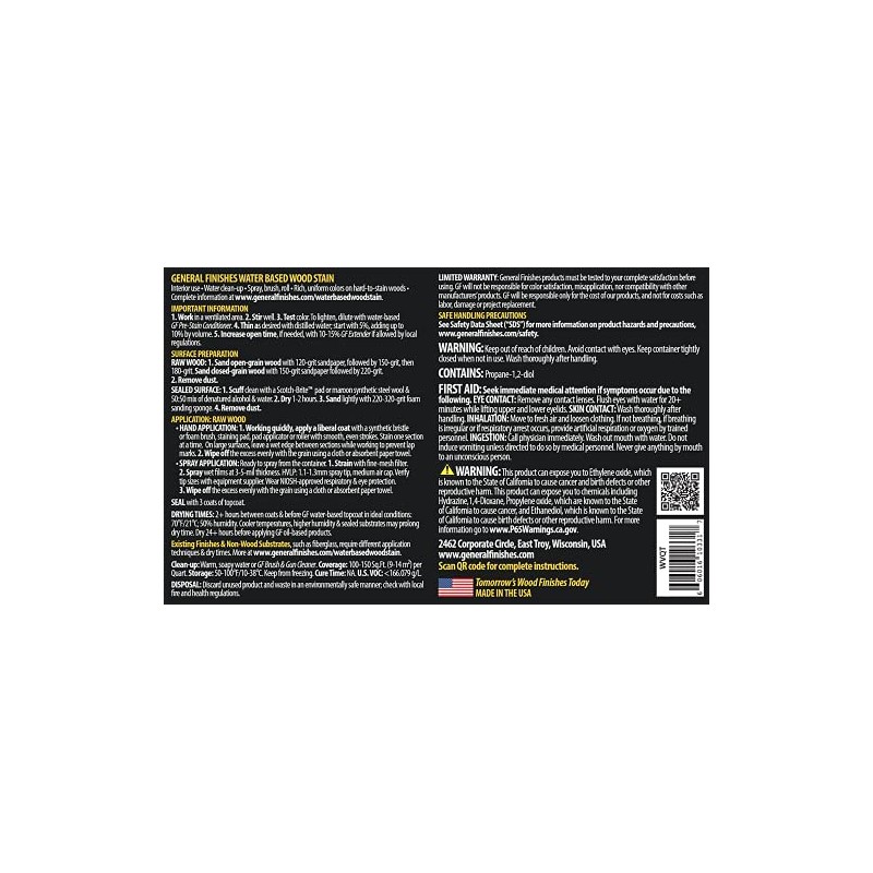 General Finishes Water Based Wood Stain, 1 Pint, Provincial