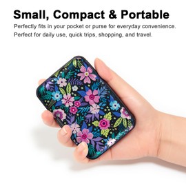 Kaabao Credit Card Holder, Metal Card Wallet RFID Blocking Mini Slim Aluminum Business Hard Card Case for Women Men (Abstract Flowers)