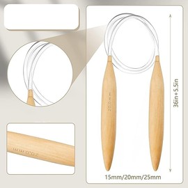 3Pcs Jumbo Wooden Circular Knitting Needle,Circular Natural Wood Jumbo Needle Round Braided Knitting Needle,Jumbo Wooden Round Knitting Needle,Large Wood Circular Knitting Needle,Jumbo Knitting Needle