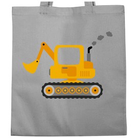 Shirtracer - Cotton Bag - Children's Tractor etc. - Excavator, 2 Light Grey