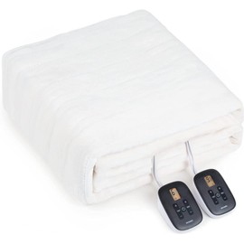 WOOMER [5 Year Warranty Heated Blanket Queen Size Electric Blanket 84"x 90", Soft Flannel Fast Heating, 10 Heating Levels & 0.5-12H Auto Off, Dual Control, Over-Heat Protection, ETL Certification