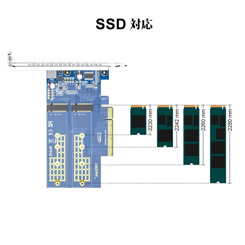 10Gtek PCIe 3.0 to NVMe (4) M.2 Converter Adapter for