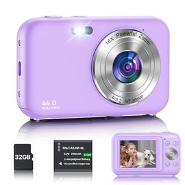 VAHOIALD Digital Camera with 32GB SD Card, HD 1080P 44MP, 16X Digital Zoom, Purple