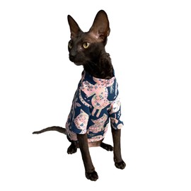 Kotomoda Cat T-Shirt Maxi Storm Cat Sphynx and Naked Cats (Small)