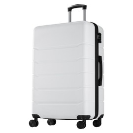 Sweetcrispy Carry on Luggage, Hard Shell ABS, Double Spinner Wheels Lightweight Suitcase TSA Lock, Raw White, 28 Inch