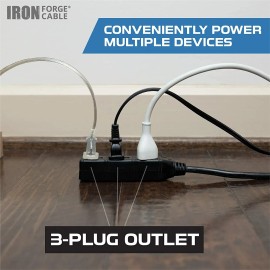 Iron Forge Tools 2 Pack of 3 Ft Outdoor Extension Cords, 45° Angled Flat Plug