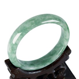 Jade Bangle Bracelet for Women Retro Chinese Style Natural Green Jade Bangle (2.08-2.56In) G001,60mm