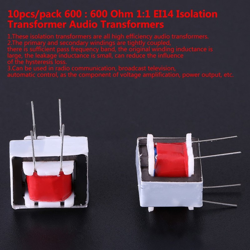 10pcs/package audio transformer, 600: 600Ω 1: 1 ringing EI14 isolating