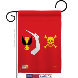 Christopher Moody Garden Flags Pack Coastal Pirate Ship Skull Treasure Map Carribean Jolly Blackbeard Jack Support Our Troops Small Gift Yard House Banner Made In USA 13 X 18.5