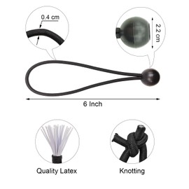 BINCKIN Bungee Balls 25 Pcs, 6 Inch Bungee Cords with Balls, Tent Accessories for Camping Tarp, Tents, Canopy and Fixings (Black)