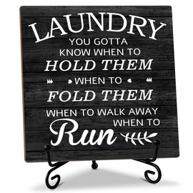 Laundry Decor Wood Sign with Stand - Laundry Room Sign, Housewarming Gift New Home Gift for Women, Funny Bathroom Home Desk Decor Plaque Laundry Accessories -42