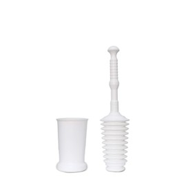 Master Plunger MP500-4TB Heavy Duty Bathroom Toilet Plunger Kit with Tall Bucket Caddy Equipped with Air Release Valve, White