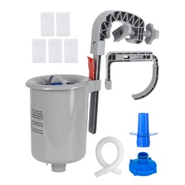 MUWOOB Above Ground Pool Skimmer - Wall Mount & Floating Pool Surface Skimmer for Leaves/Debris, Fits Inflatable/Metal Frame Pools with Adjustable Height Bracket, Basket and Hose (5 Socks Included)