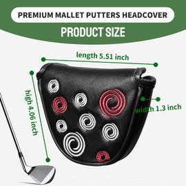 LUBOXIN Putter Head Covers, Mallet Putter Headcover, PU Leather Golf Putter Head Covers with Premium Magnetic Closure Fit for Odyssey Putters Covers and Protection for All Golf Clubs Head (Black)