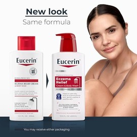 Eucerin Eczema Relief Cream and Body Wash, Colloidal Oatmeal Enriched, Soap Free Eczema Body Wash, 13.5 FL OZ Bottle