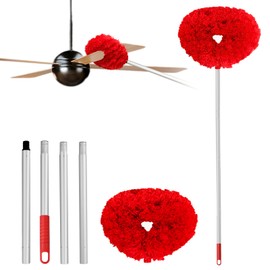 Limpiador de ventilador de techo reutilizable de microfibra para ventilador de techo, plumero extraíble con poste de extensión que se ajusta de 13 a 49.7 pulgadas para limpiar paredes, estanterías,