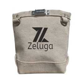 Zeluga 20-336 28 oz Canvas Fastener Tool Pouch, Bolt Bag with Bull-pin Loop, Clip-On Tool Bag for Tools, Screws and Nails, Tunnel Loop Connection, White