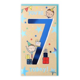 Clintons: Birthday Boy 7- Presents Birthday Card for him- 7th Birthday card for a boy