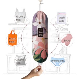 Moanlor Art Grocery Bag Holder Abstract Flower Canvas Plastic Shopping Bag Organizer Storage 23"x9"