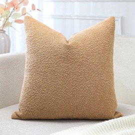 Artscope Set of 1 Boucle Cushion Covers, Plain Throw Cushion Cover, Modern Decorative Cushion Cover Set, Cushion Case for Sofa, Car, Bedroom, Home Decor, 40 x 40 cm, Brown