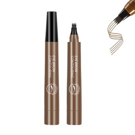Yuqilin Pack of 2 Liquid Eyebrow Pencils, with Four Fork Tips, Eyebrow Pencil, Waterproof Eyebrow Pen, Long-Lasting Eyebrow Pencil, Microblading (Dark Brown)