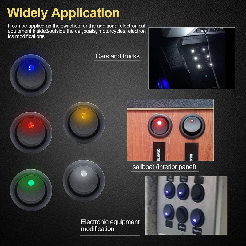 Twidec/8Pcs SPST Round Dot Rocker Toggle Switch Control For Car