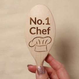 No.1 Chef Hat Wooden Cooking Spoon Wife Husband Mum Dad Grandchildren Children Friend Daughter Son Mother's Day Father’s Day Birthday Christmas Bake Off Challenge Star Baker Chef Kitchen BBQ Curry