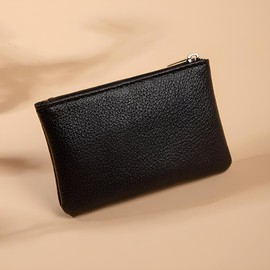 Pinkrin Women's Purse - Elegant Medium Wallet Made of Soft PU Leather - Slim Wallet with Zip - Stylish and Functional Purse, black, Minimalist