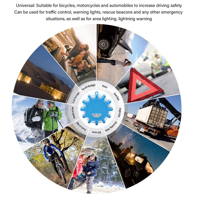 3pcs LED Road Flares Light 9 Modes Waterproof Shock Resistant