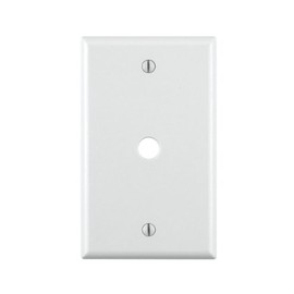 Leviton 1-Gang .406 Inch Hole Device Telephone/Cable Wallplate, Standard Size, Thermoset, Box Mount, 88013, White
