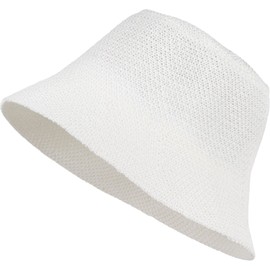styleBREAKER 04025032 Women's Fishing Hat Made of Airy Woven Paper Straw, Foldable Crushed Hat, Sun Hat, Bucket Hat, White