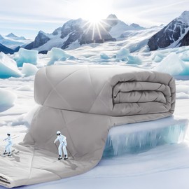 ZonLi Cooling Blanket for Hot Sleepers, 50"x70" Throw Size Lightweight Cold Blankets, Cool Touch Breathable Summer Blanket for Night Sweats, All-Season Cooling Comforter, Mist Gray