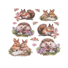 Ideen mit Herz Sticker Sheet 3D Relief Stickers | Stickers | High-Quality Embossed with 3D Effect | Window Pictures | Scrapbooking | DIN A4 Sheet with Many Designs (Forest Animals with Flowers)
