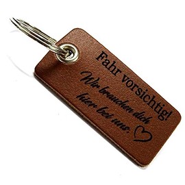 Lieblingsmensch Guardian Angel Leather Key Fob "Fahr vorsichtig - Wir brauchen dich hier bei uns, light brown