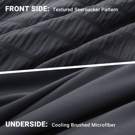 HYMOKEGE King Size Comforter Set Seersucker 7 Pieces, All Season Luxury Bed in a Bag for Bedroom, Bedding Set with Comforters, Sheets, Pillowcases & Shams, Dark Grey