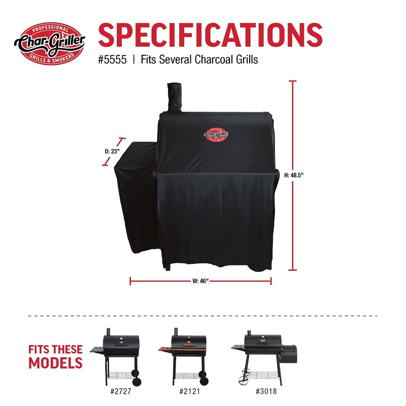 Char-Griller® Durable Polyester Grill and Smoker Cover with Waterproof Material,