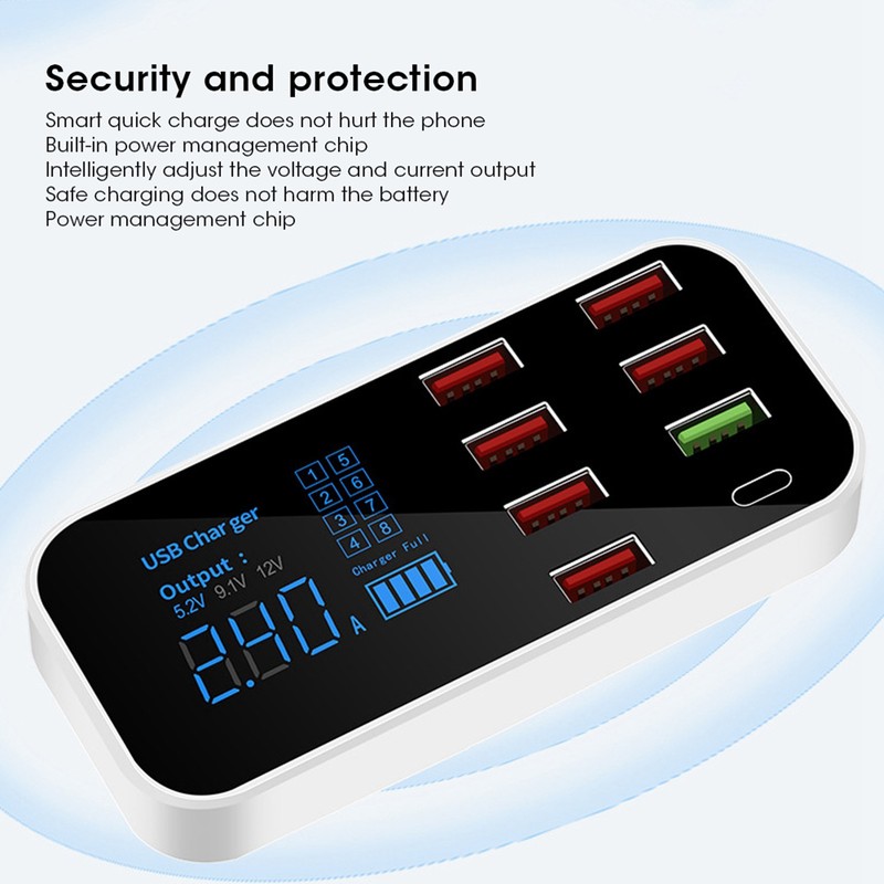 8 Ports Multiple USB Fast Chargers Charging Station Hubs Digital