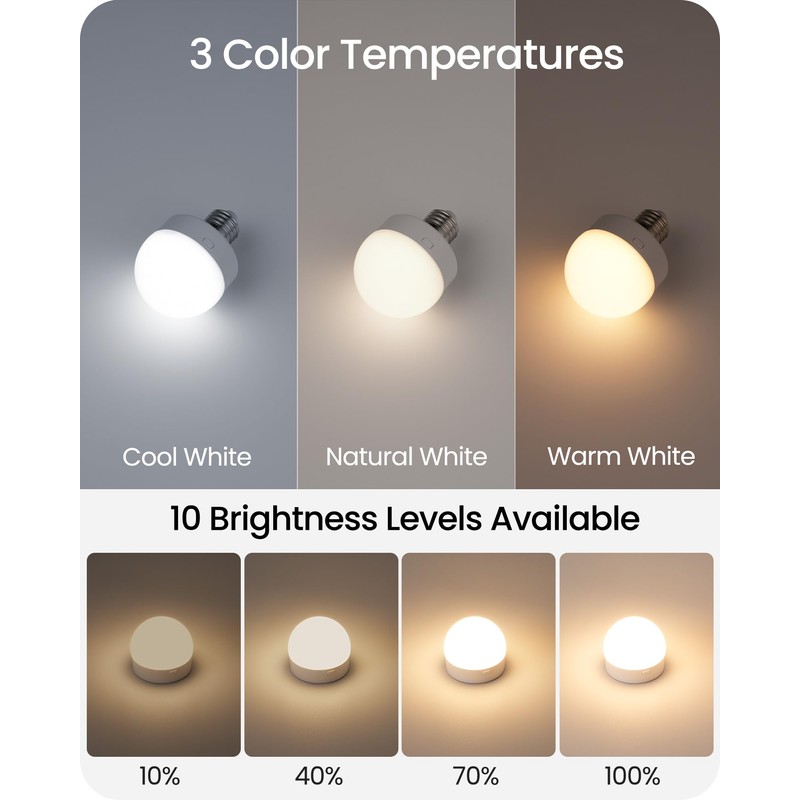 GOEBLESON Rechargeable Light Bulbs with Remote Control 4 Packs, Battery