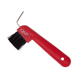 QHP Colour Hoof Pick with Brush (Bright Red)